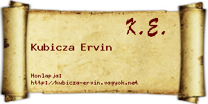 Kubicza Ervin névjegykártya